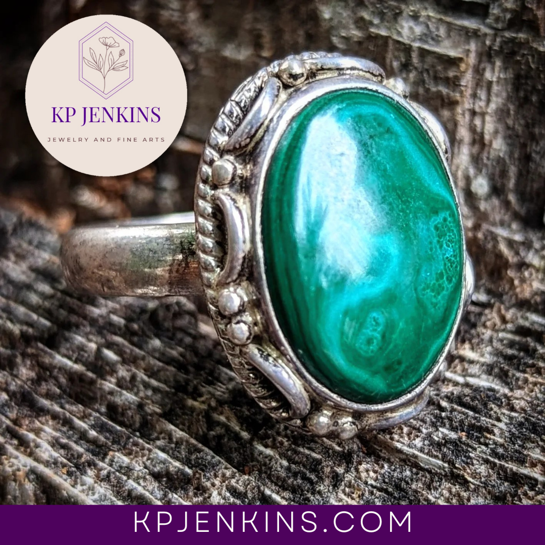 925 Sterling Silver and Malachite Ring