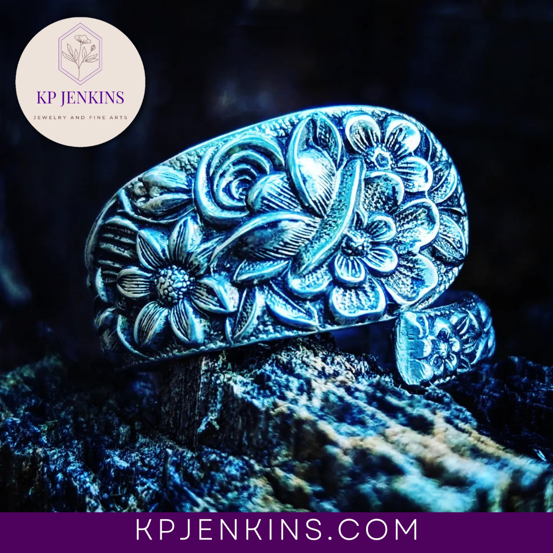 Sterling Daisy Spoon Ring, size 7.5