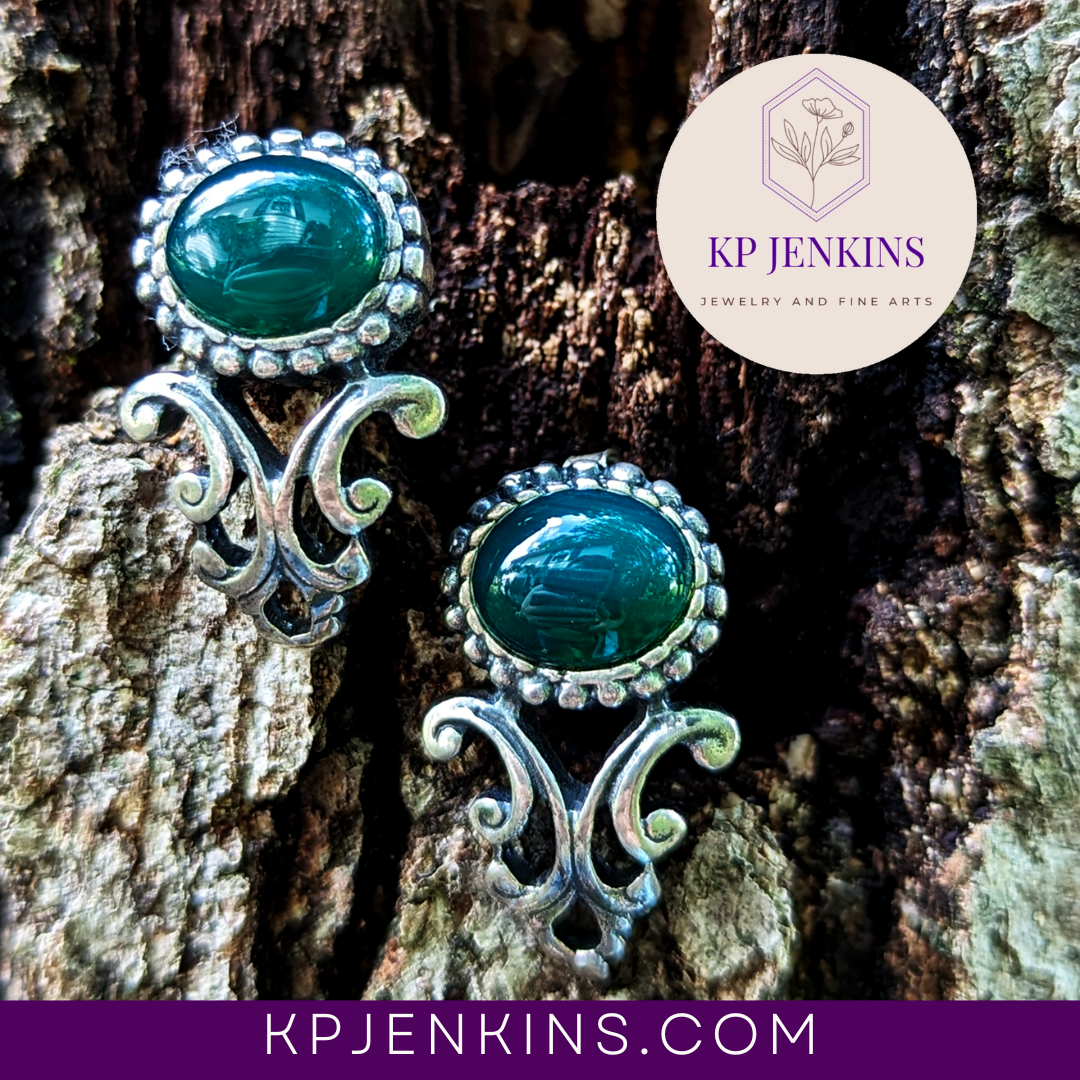 Rain-forest Jasper 925 silver earrings