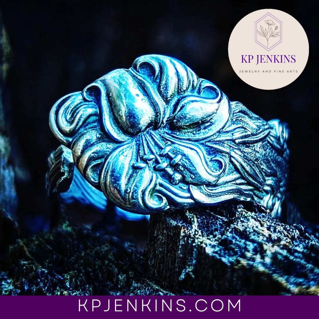 Sterling Tiger LILY Spoon Ring, Size 7