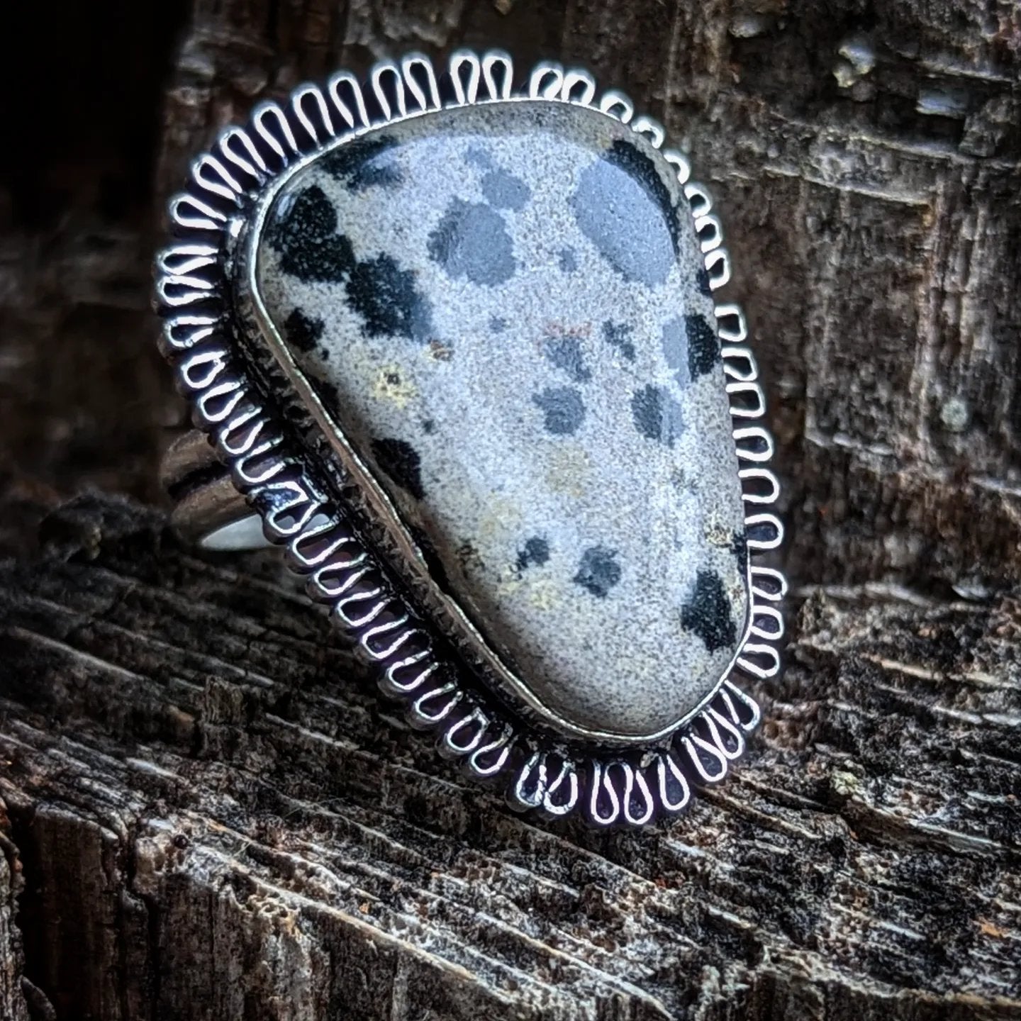 Dalmatian Jasper Sterling Silver Ring