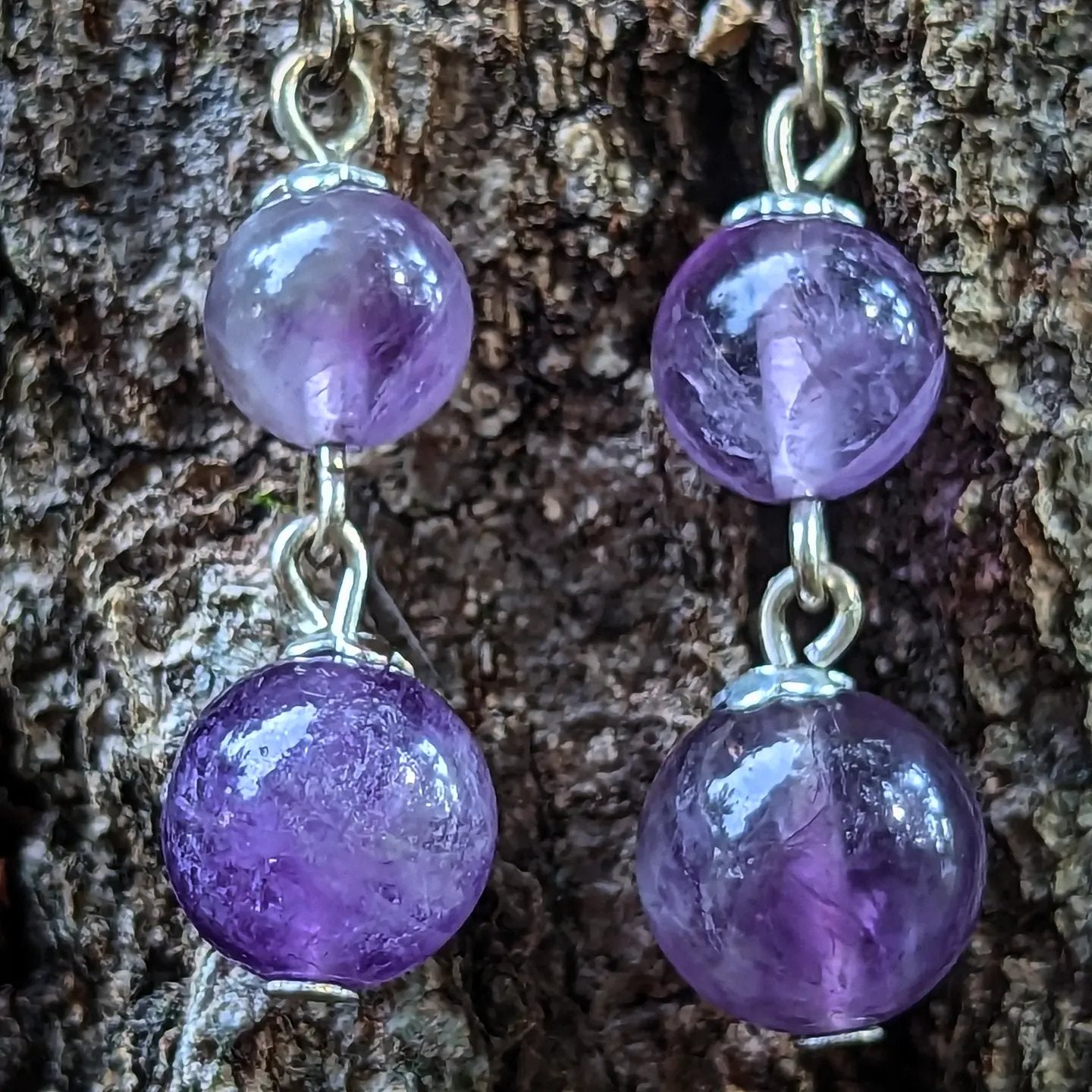 Amethyst ball earrings