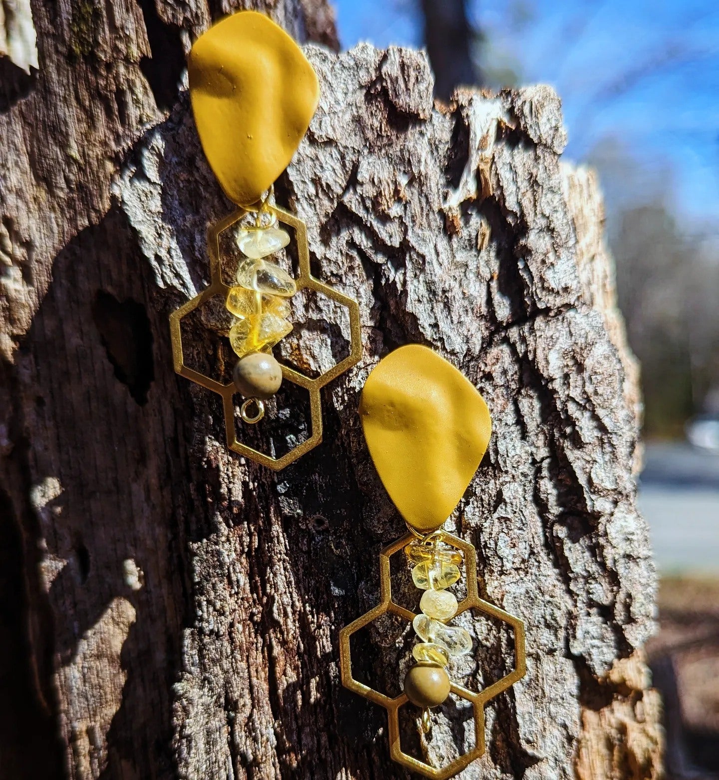 Honey Bee Earrings with citrine